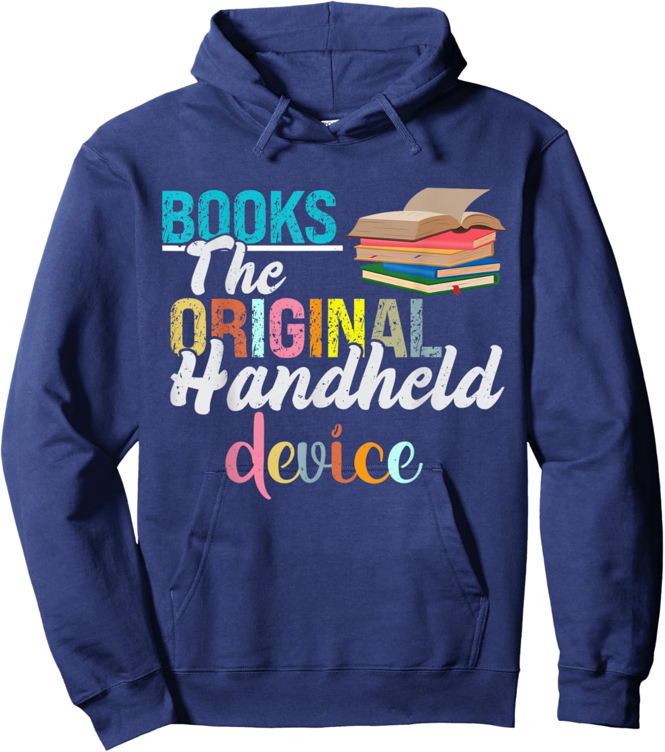 Books The Original Handheld Device Book Librarian Hoodie - Hoodie | Navy