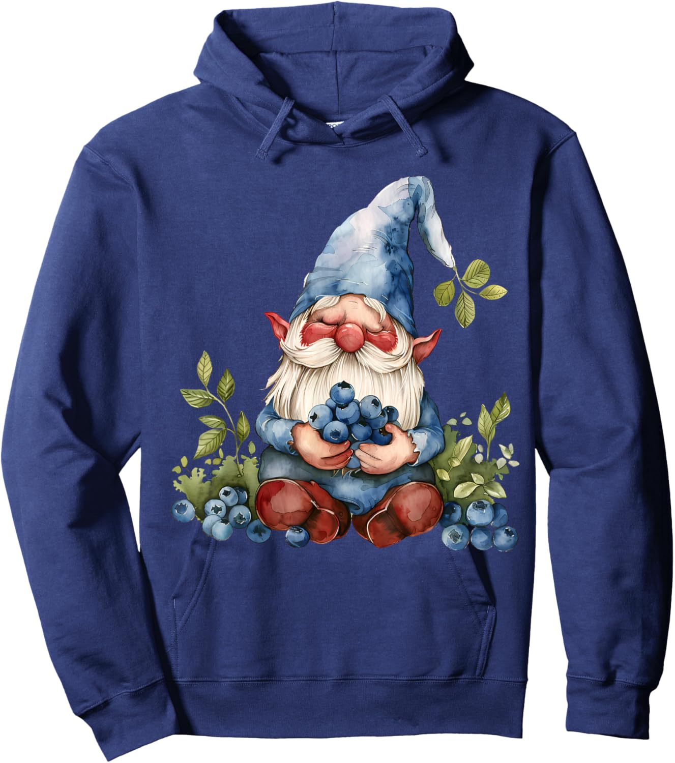 Blueberry Gnome Watercolor Artwork Nature Blueberries Hoodie - Hoodie | Navy