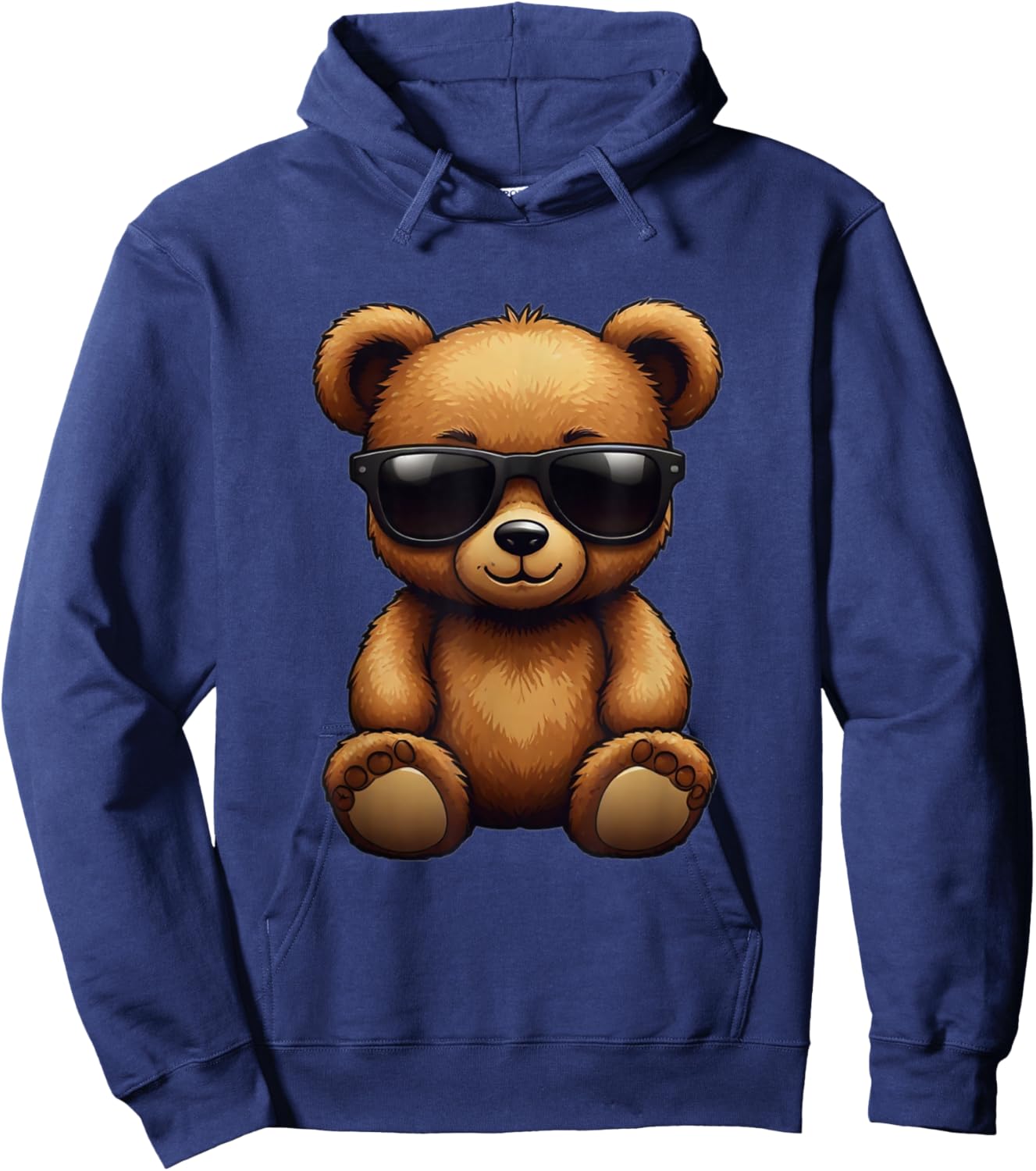 Cool Brown Bear Teddy Bear Wearing Sunglasses in Summer Hoodie - Hoodie | Navy