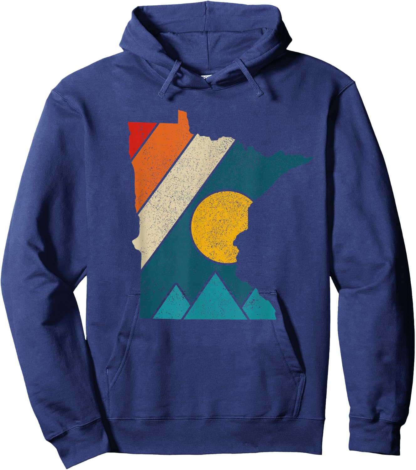 Minnesota Vintage State Map Mountains Hiking Pride Gift Hoodie - Hoodie | Navy