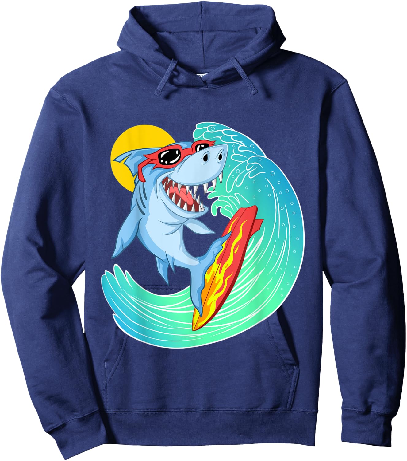 Surfing Shark Cute Sea Animal | Ocean Creature Adult & Kids Hoodie - Hoodie | Navy