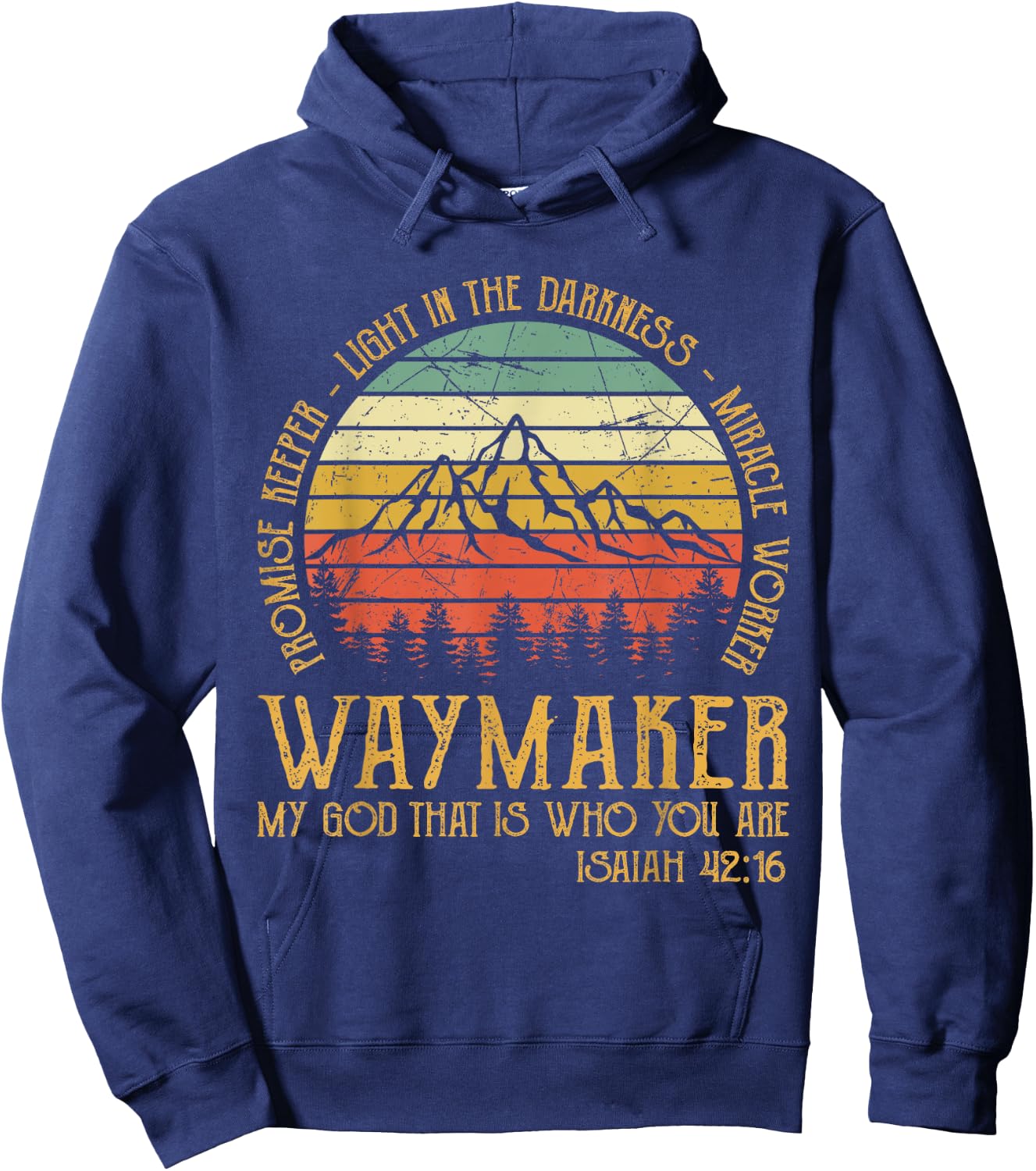 Waymaker Miracle Worker Promise Keeper Christian Hoodie - Hoodie | Navy