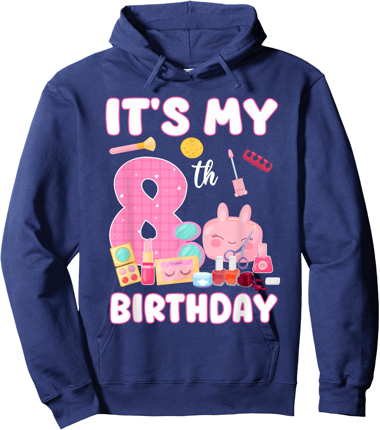 8 Years Old Girls It's My 8th Birthday Spa Theme Party Hoodie - Hoodie | Navy