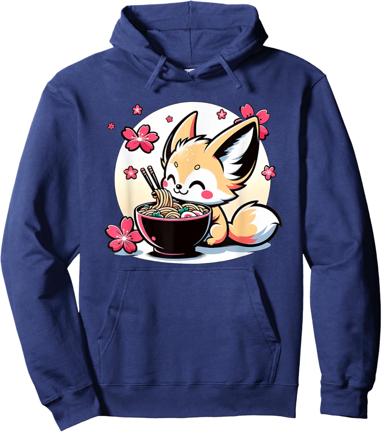 Kawaii Fennec Fox Eating Ramen Hoodie - Hoodie | Navy