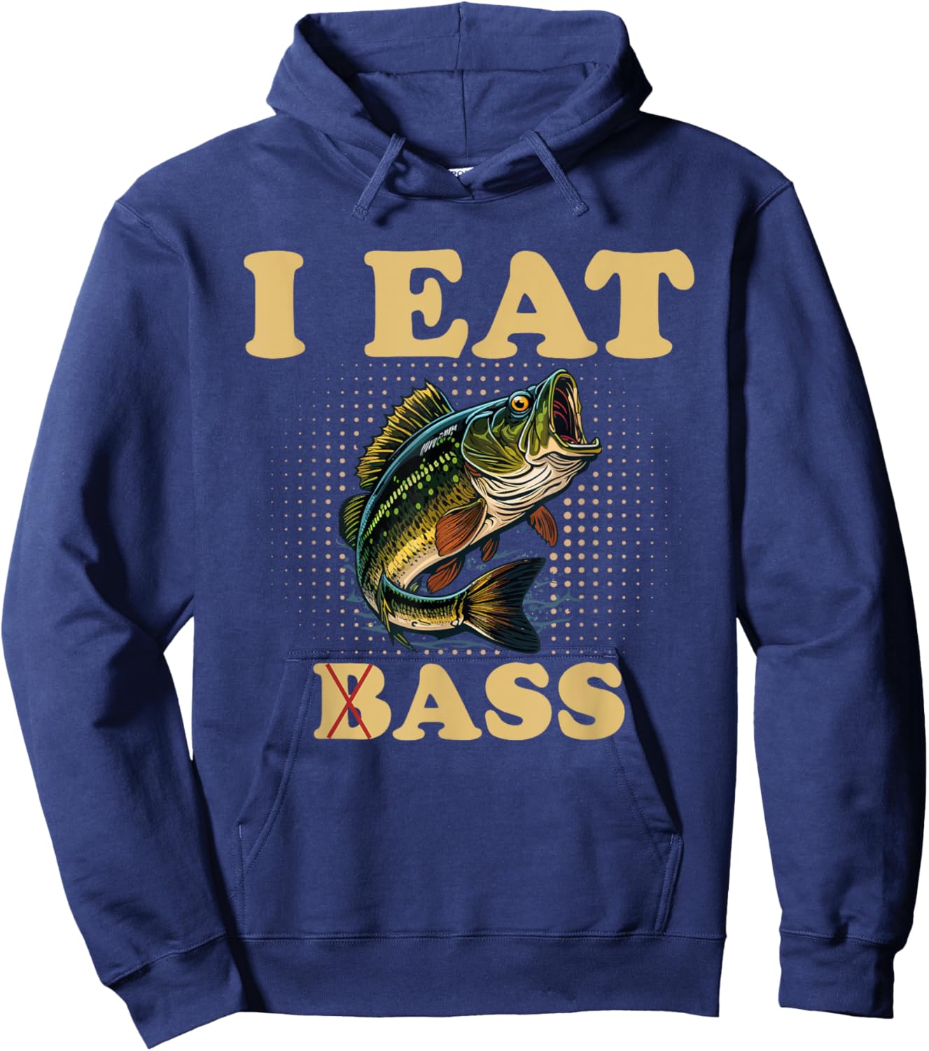 I Eat Bass Humor Fishing Hoodie - Hoodie | Navy