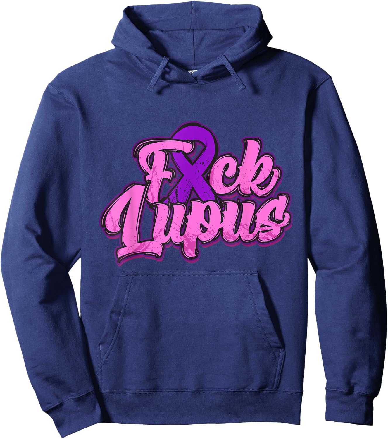 Fuck Lupus Shirt Lupus Awareness Month Purple Ribbon Hoodie - Hoodie | Navy