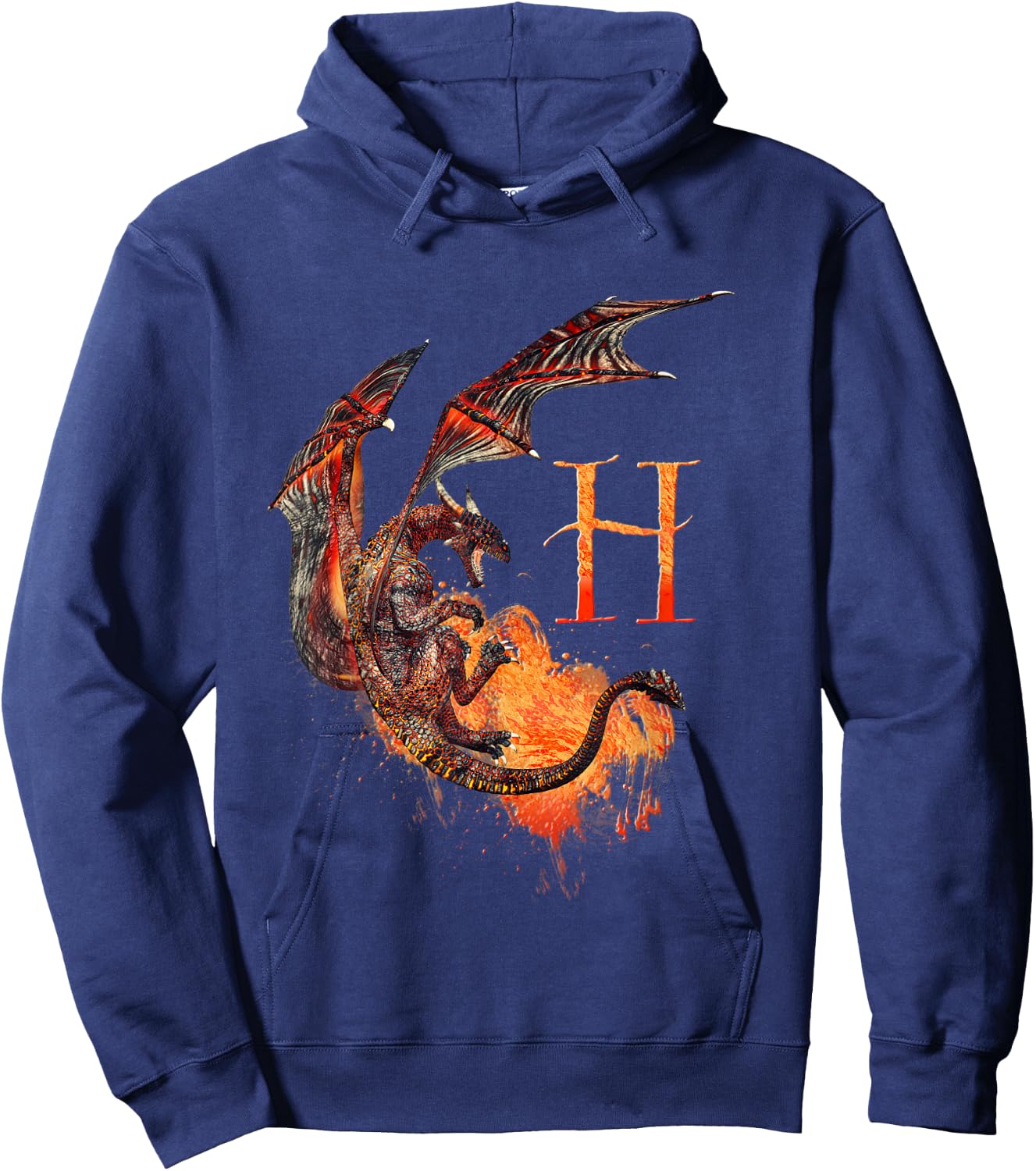 Letter H Dragon monogram Hoodie - Hoodie | Navy