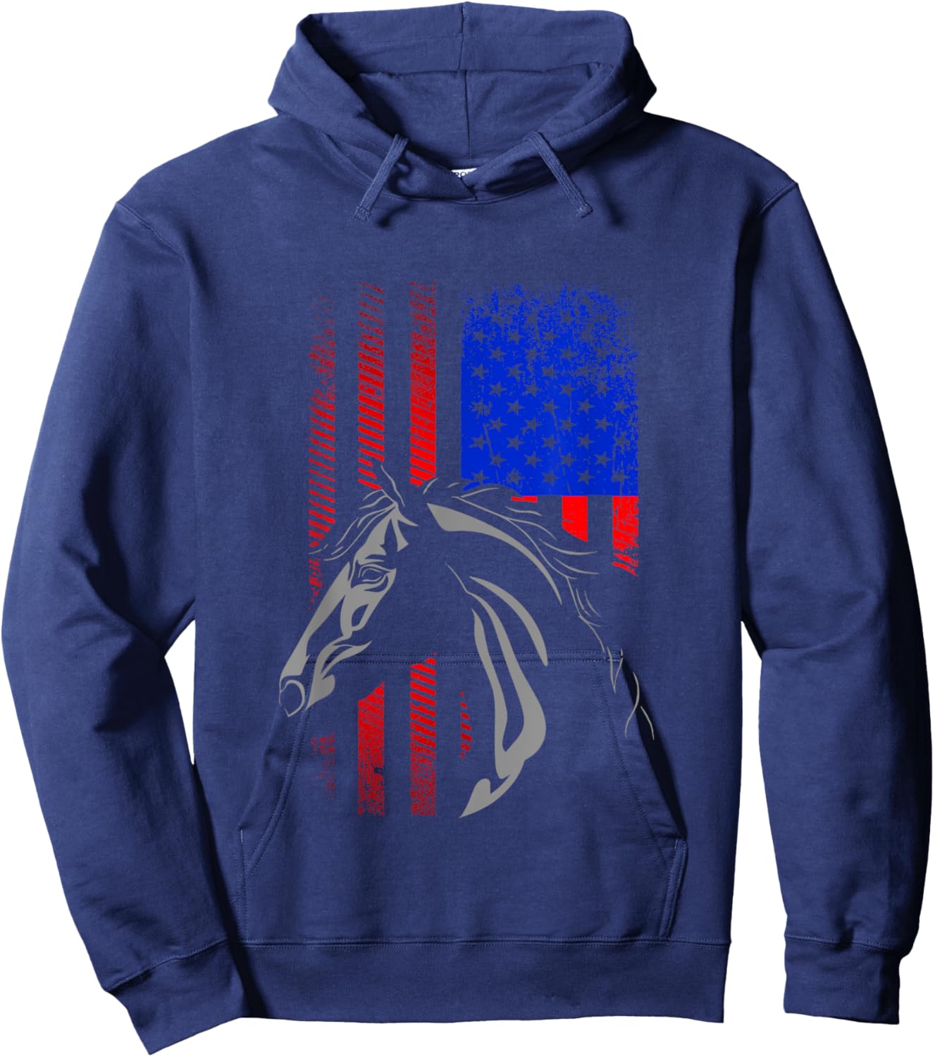 American Flag Horseback Riding Apparel - Horse Women Kids Men Hoodie - Hoodie | Navy