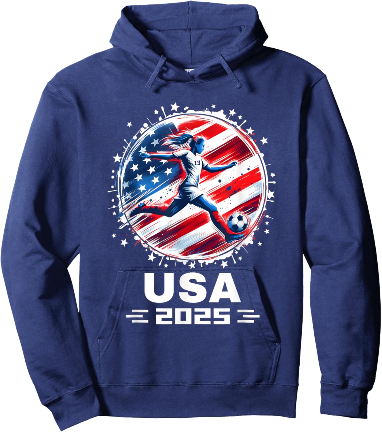 American Flag Soccer Shirt Women's Soccer Girls Soccer 2025 Hoodie - Hoodie | Navy