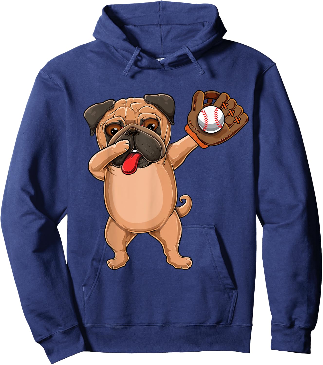 Dabbing Cute Baseball pr Softball Pug dog breed- Dab Men Women Girls Kids Hoodie - Hoodie | Navy