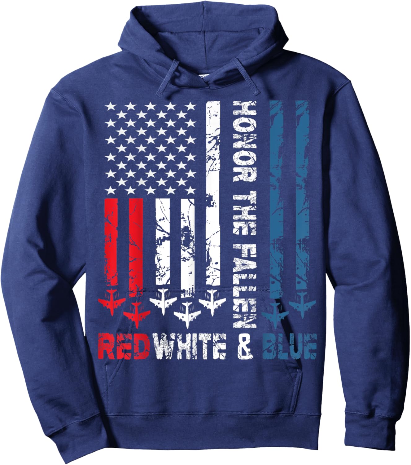 Honor the Fallen Red White and Blue - Veteran Themed Hoodie - Hoodie | Navy