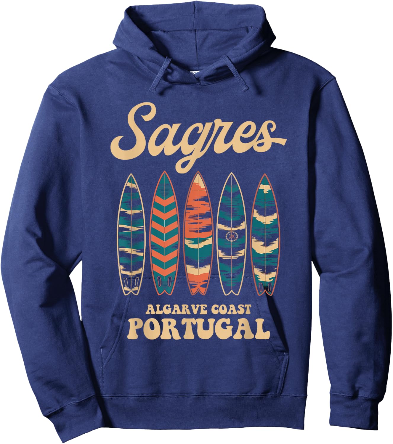 Sagres Algarve Coast Portugal Surfboard Surfing Souvenir Hoodie - Hoodie | Navy