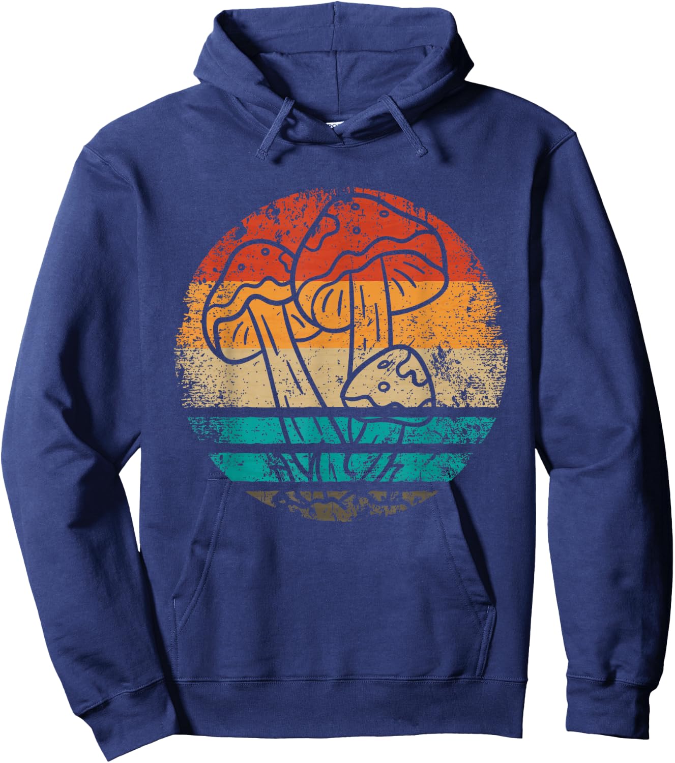 Vintage Mushroom Hunter Foraging - Forager Retro Mushroom Hoodie - Hoodie | Navy