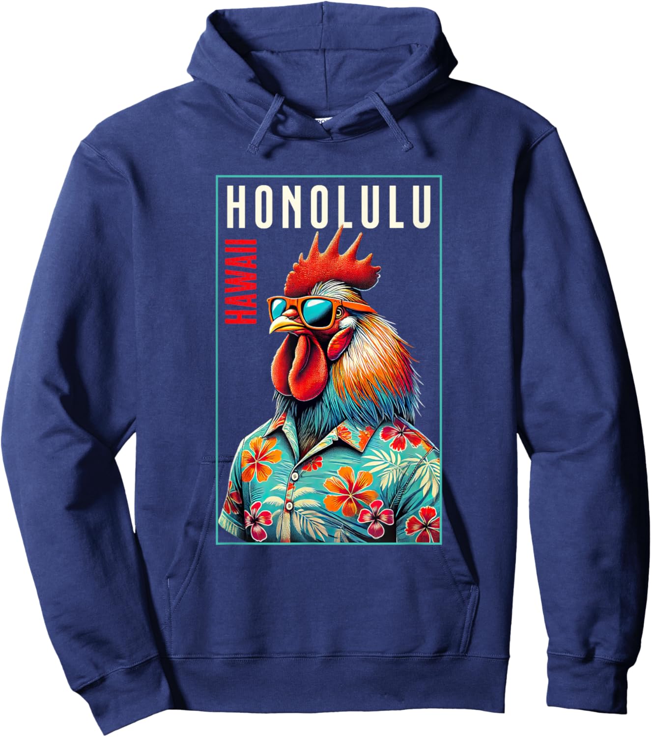Honolulu Hawaii Beach Chicken Rooster Lover Men Women Girls Kids Hoodie - Hoodie | Navy