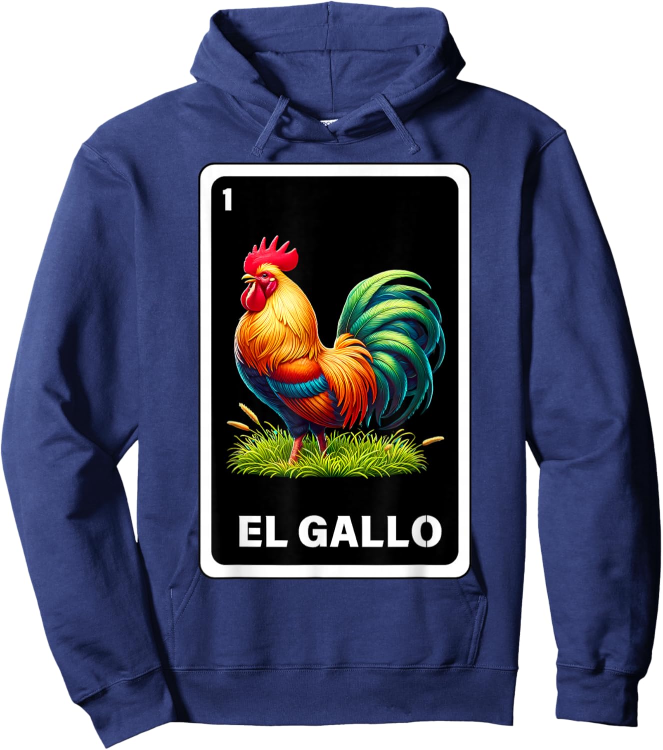 El Gallo Mexican Lottery Bingo Game Traditional Rooster Card Hoodie - Hoodie | Navy