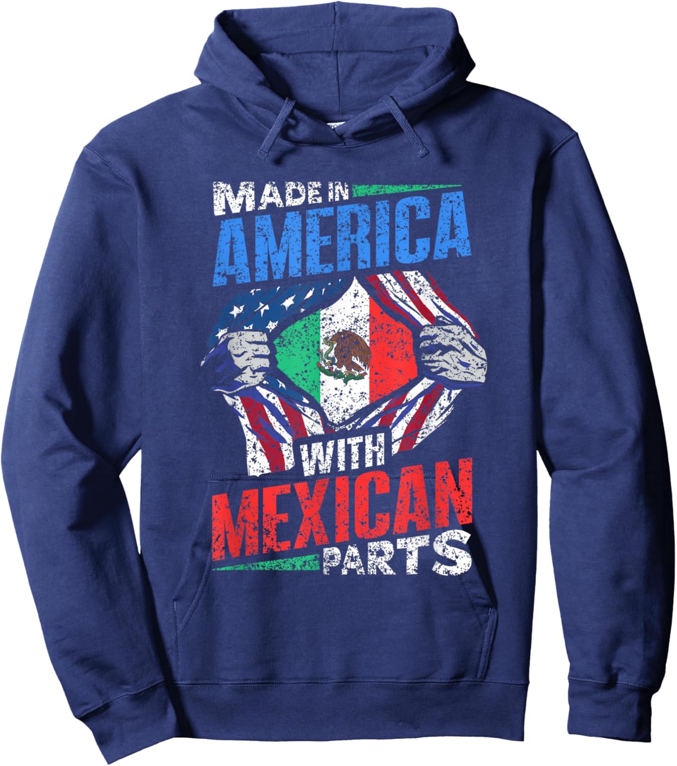 Made In America With Mexican Parts Country Lover Mexico Us Hoodie - Hoodie | Navy
