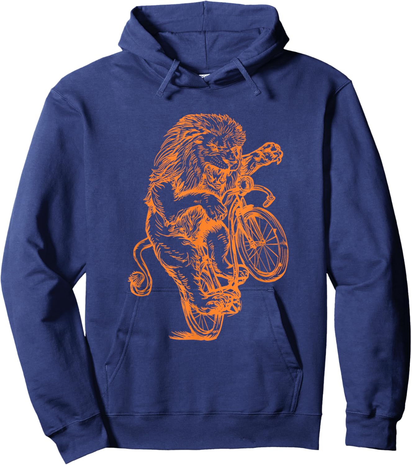 Lion Cycling Bicycle Animal Bicycling Riding Biking Bike Hoodie - Hoodie | Navy