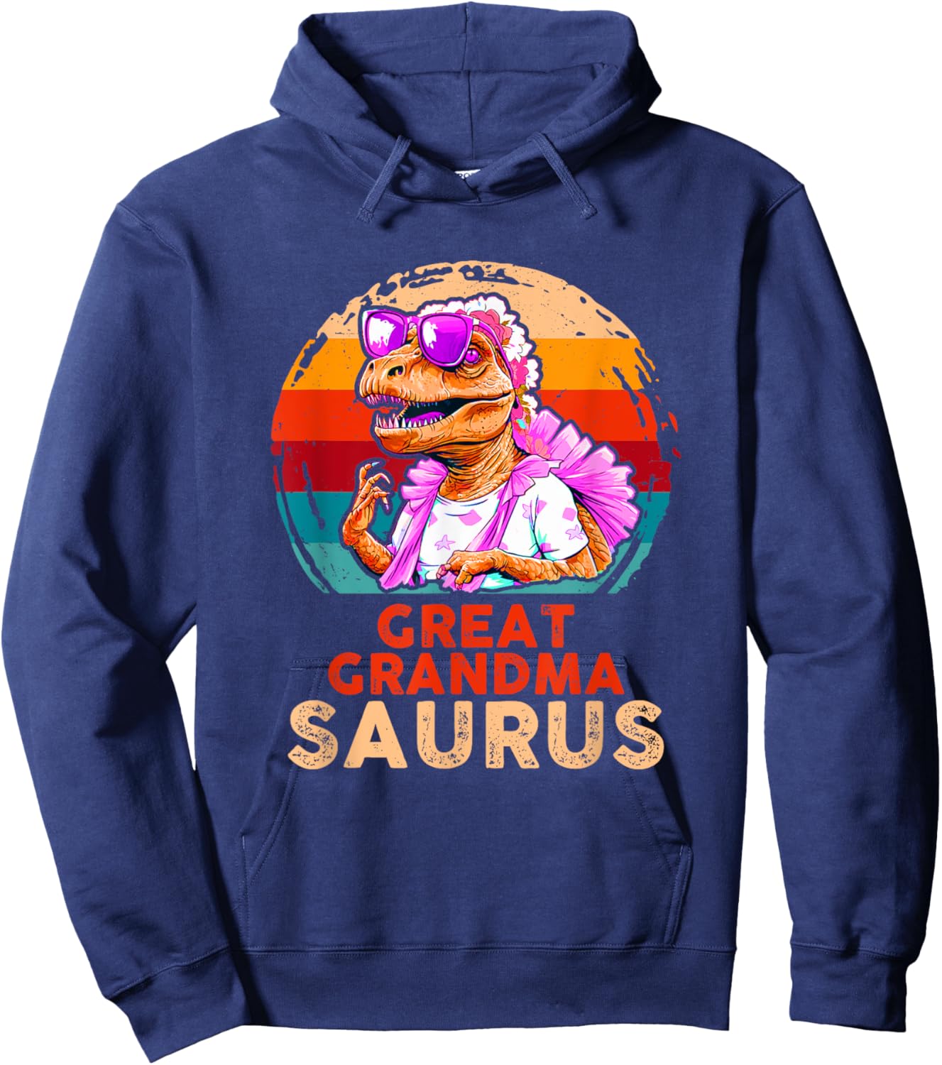 Funny Grandmasaurus Dinosaur Great Grandma Saurus Family Hoodie - Hoodie | Navy