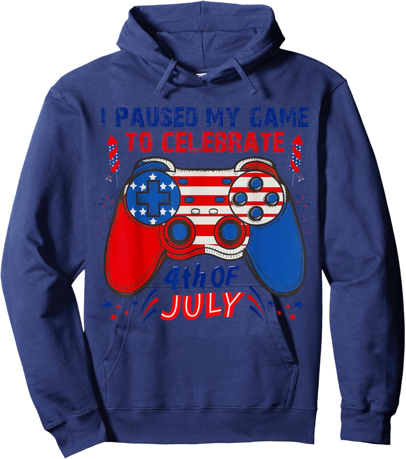 Gamer 4th Of July American Flag Gaming Lover Boys Girls Teen Hoodie - Hoodie | Navy