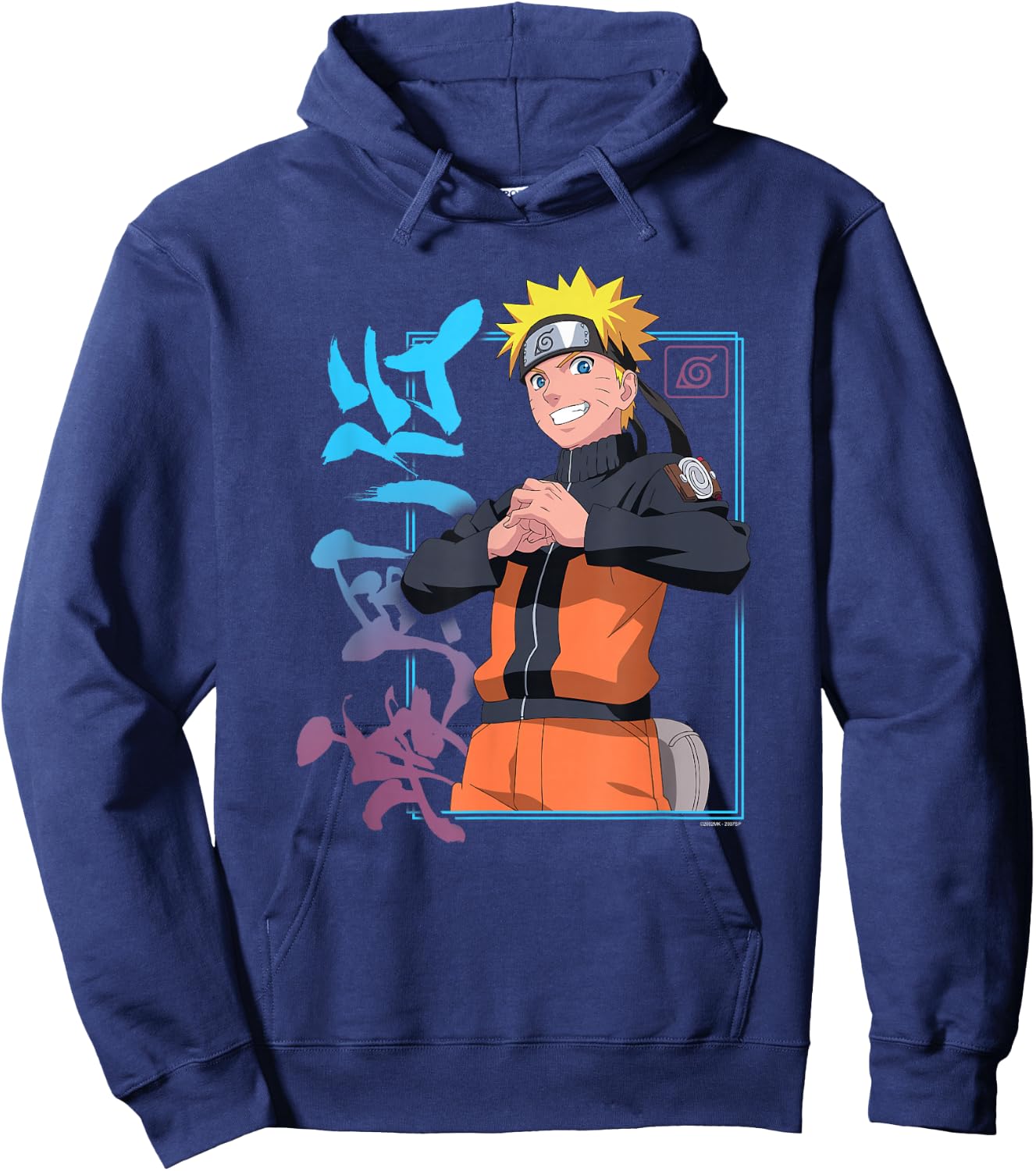 Naruto Shippuden Naruto Kanji Frame Colorful Anime Hoodie - Hoodie | Navy