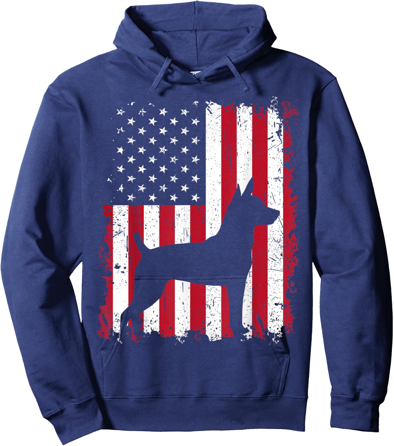 Rat Terrier 4th of July Patriotic American USA Flag Gift Hoodie - Hoodie | Navy