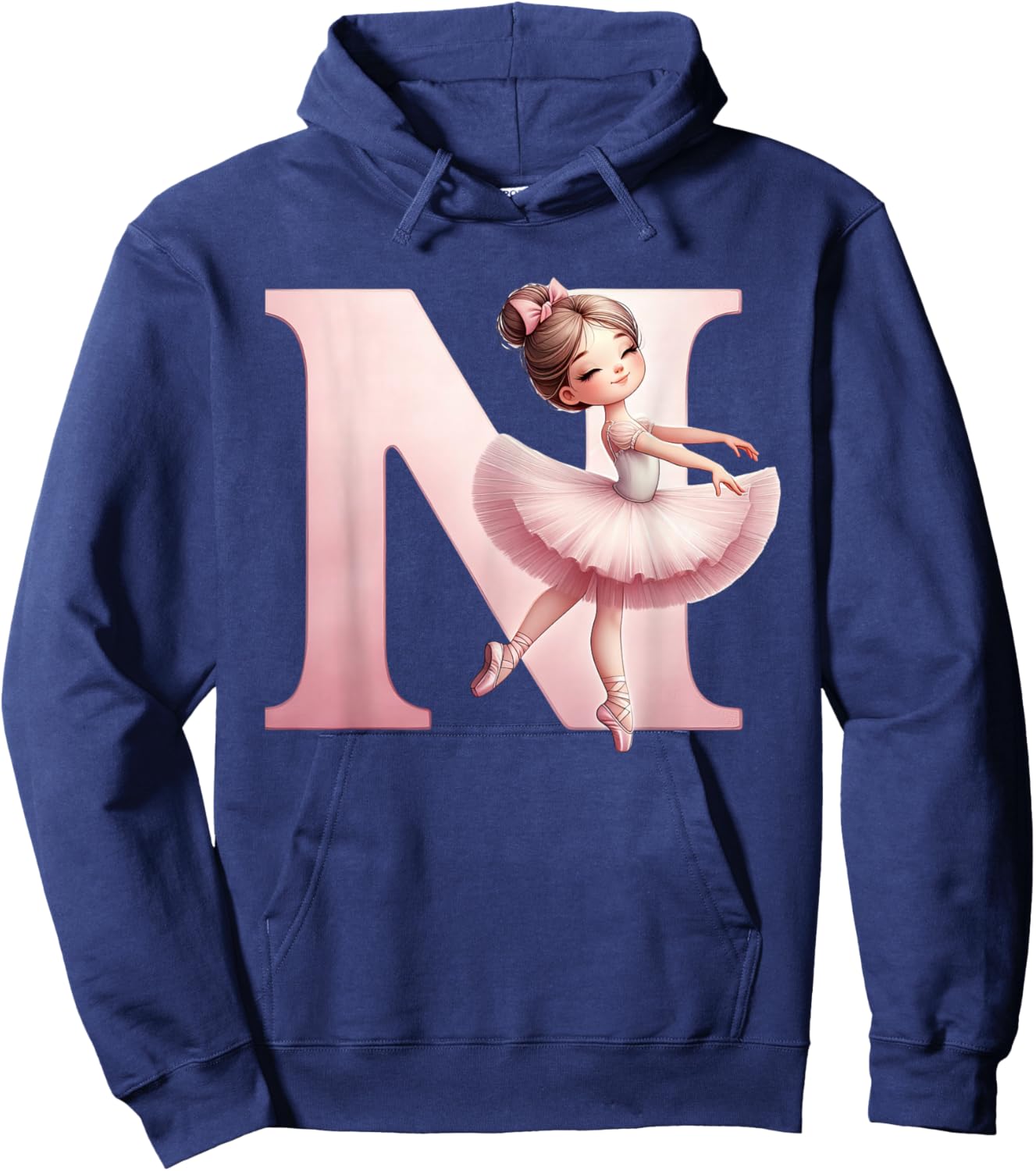 Ballerina Girl Dancing Name First Letter N Girly Tutu Ballet Hoodie - Hoodie | Navy