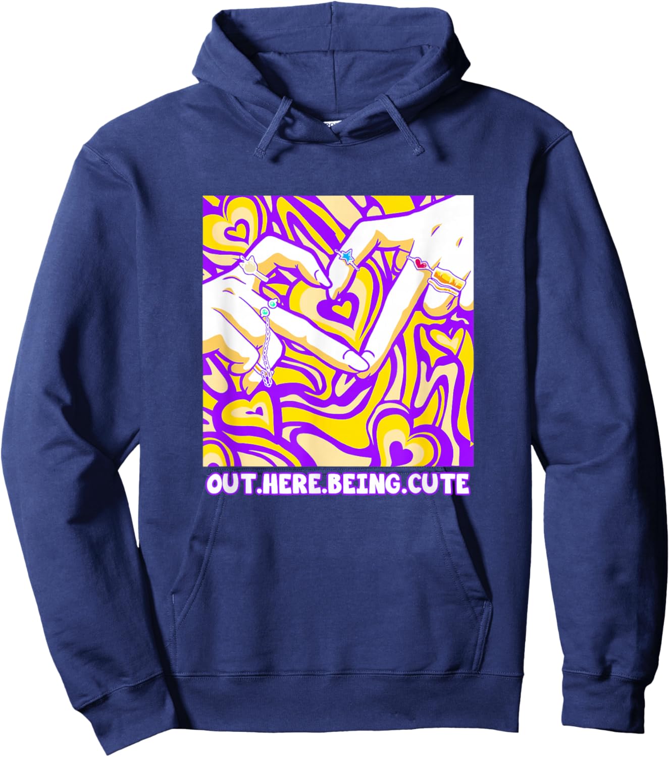 Purple and Golds Out Here Being Cute-gold & Purple Hoodie - Hoodie | Navy