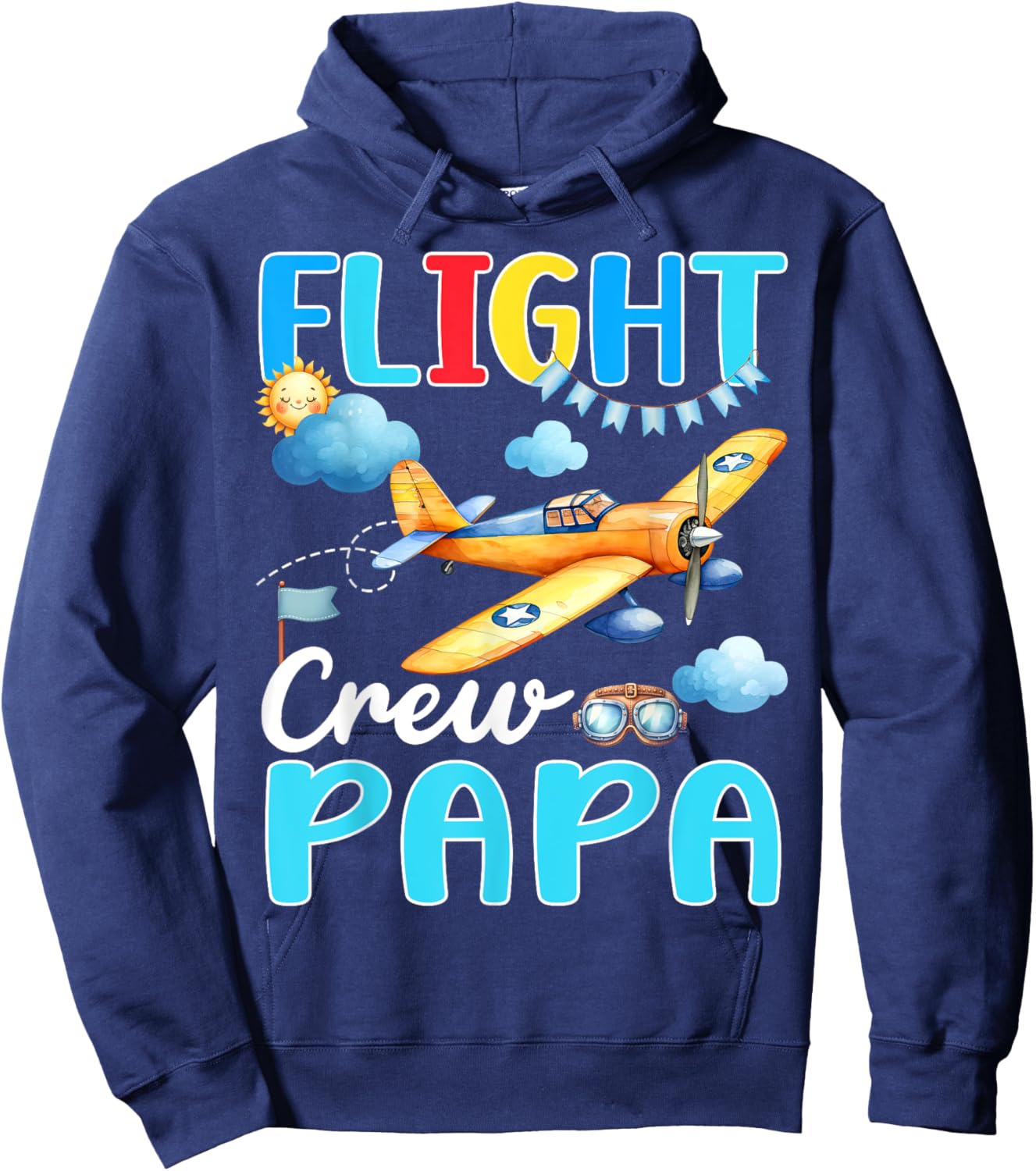 Flight Crew Papa Birthday Squad Airplane Matching Family Hoodie - Hoodie | Navy