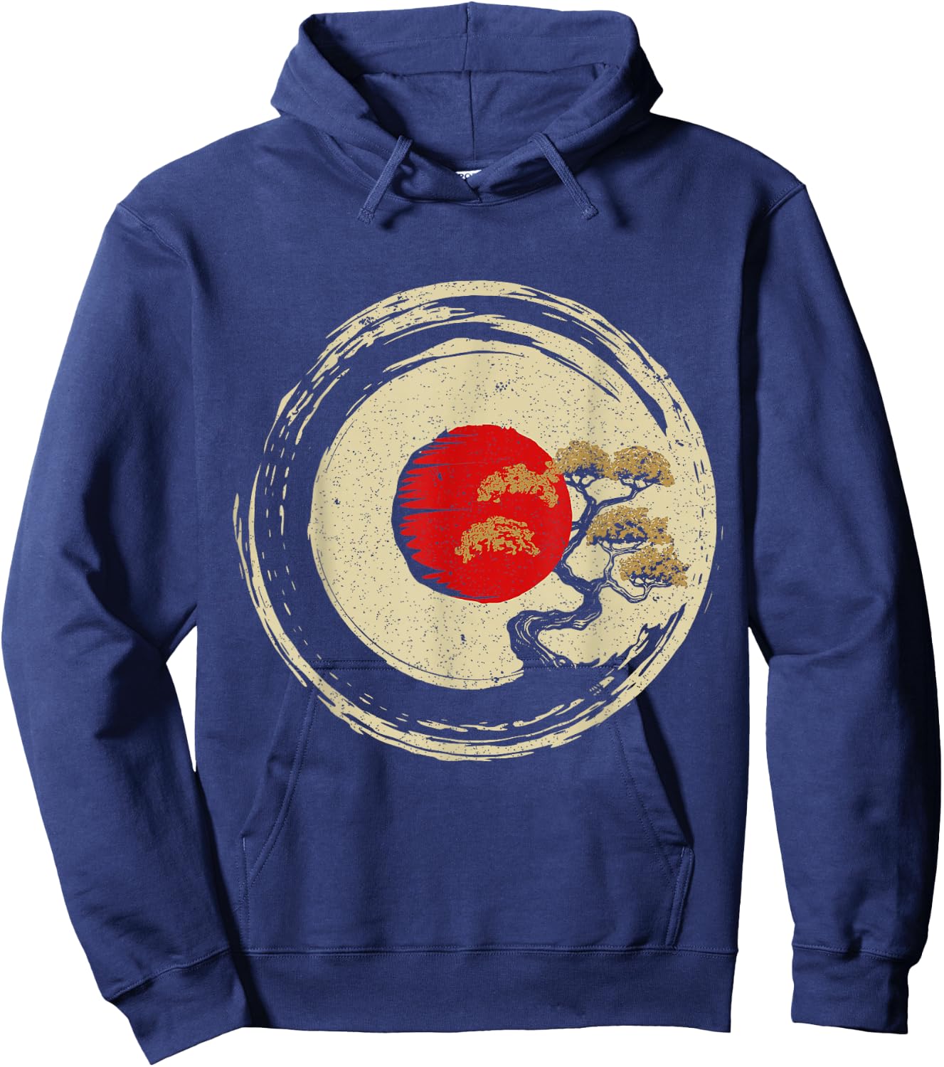 Bonsai Tree In Japanese Zen Buddhist Enso Circle Hoodie - Hoodie | Navy
