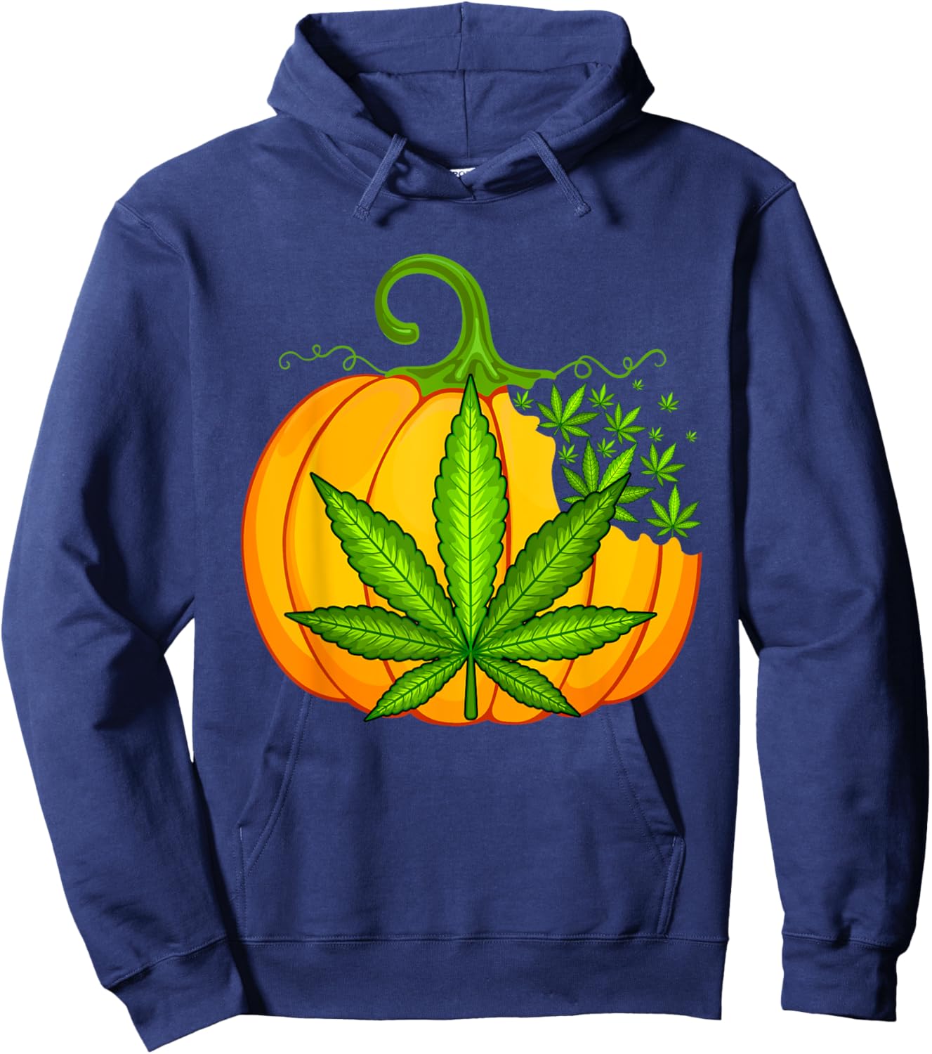 Funny Thanksgiving Halloween Weed Marijuana Pumpkin Hoodie - Hoodie | Navy