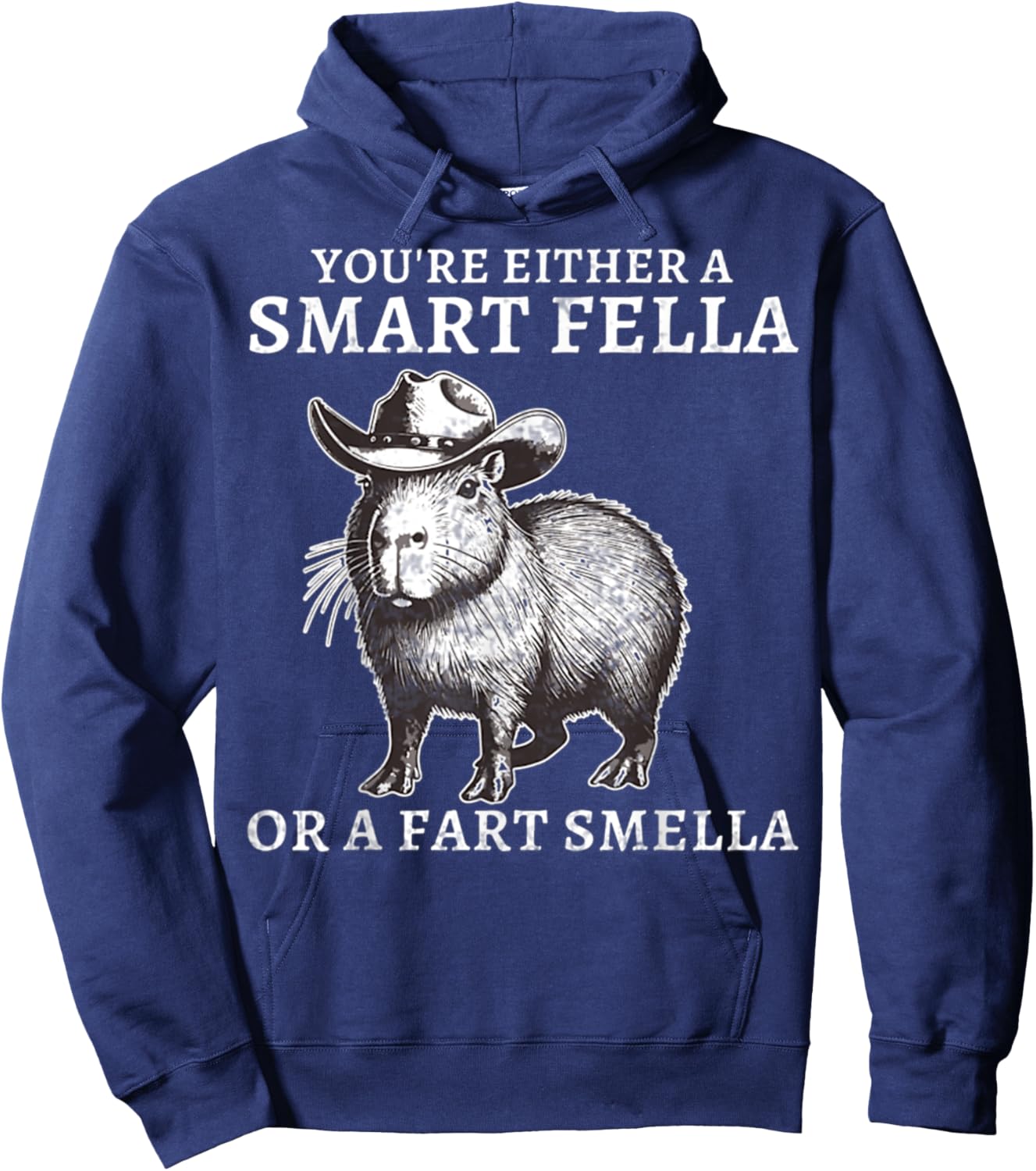 You're Either A Smart Fella Or A Fart Smella Funny Capybara Hoodie - Hoodie | Navy