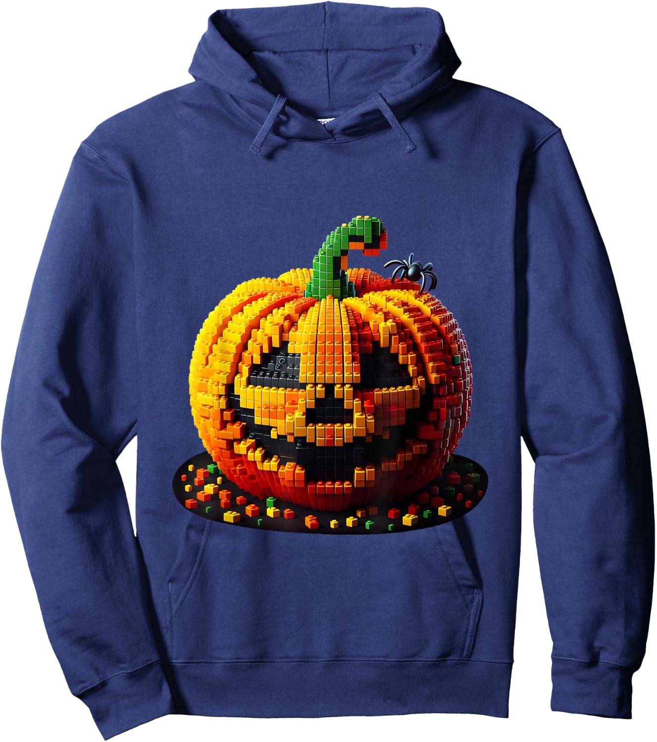 Master Builder Pumpkin Kids Building Blocks Bricks Halloween Hoodie - Hoodie | Navy