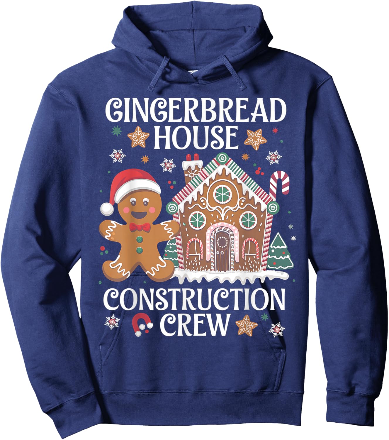 Gingerbread House Construction Crew Decorating Baking Xmas Hoodie - Hoodie | Navy