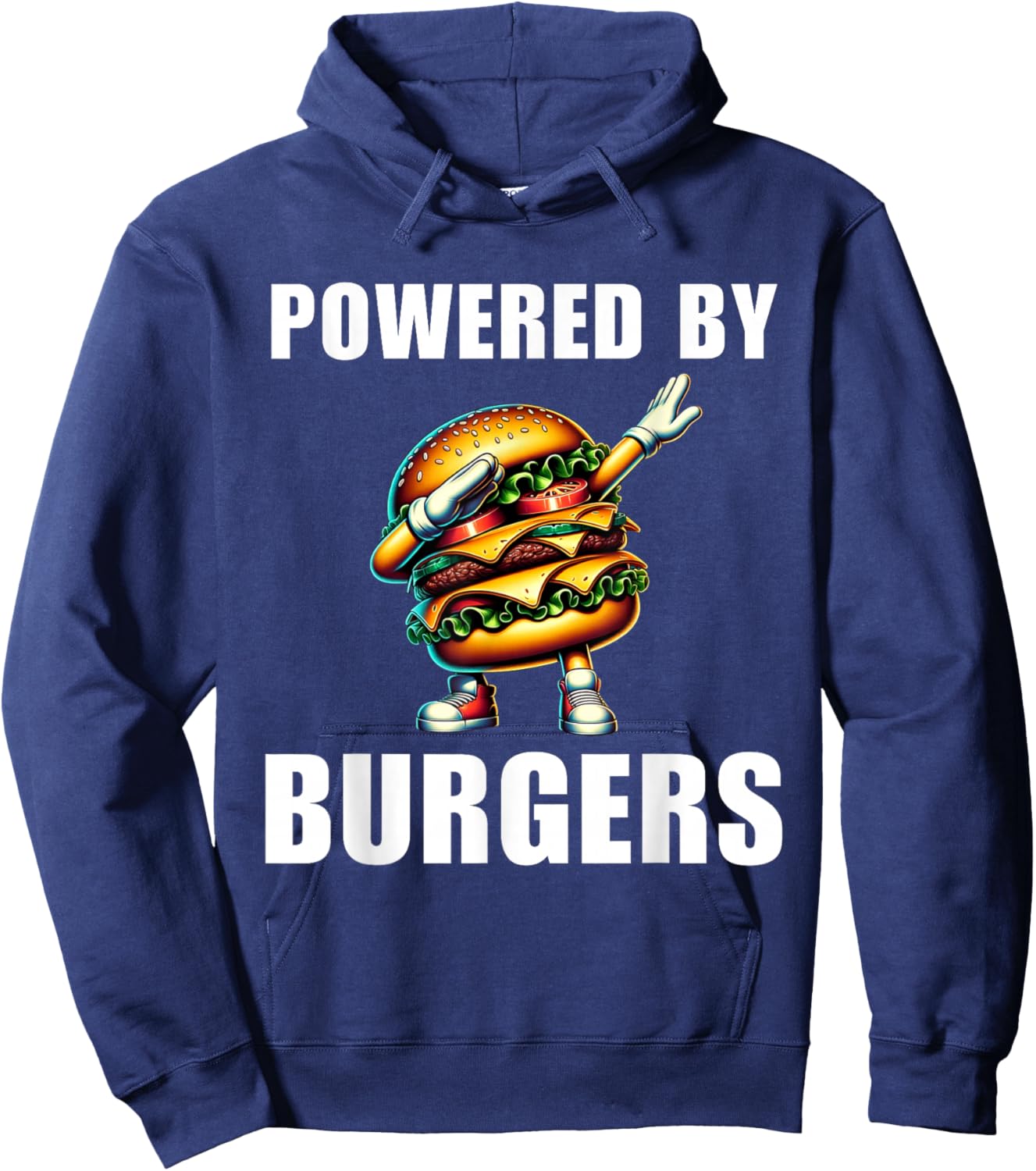 Powered By Burgers Funny Burger Hamburger Food Foodie Hoodie - Hoodie | Navy