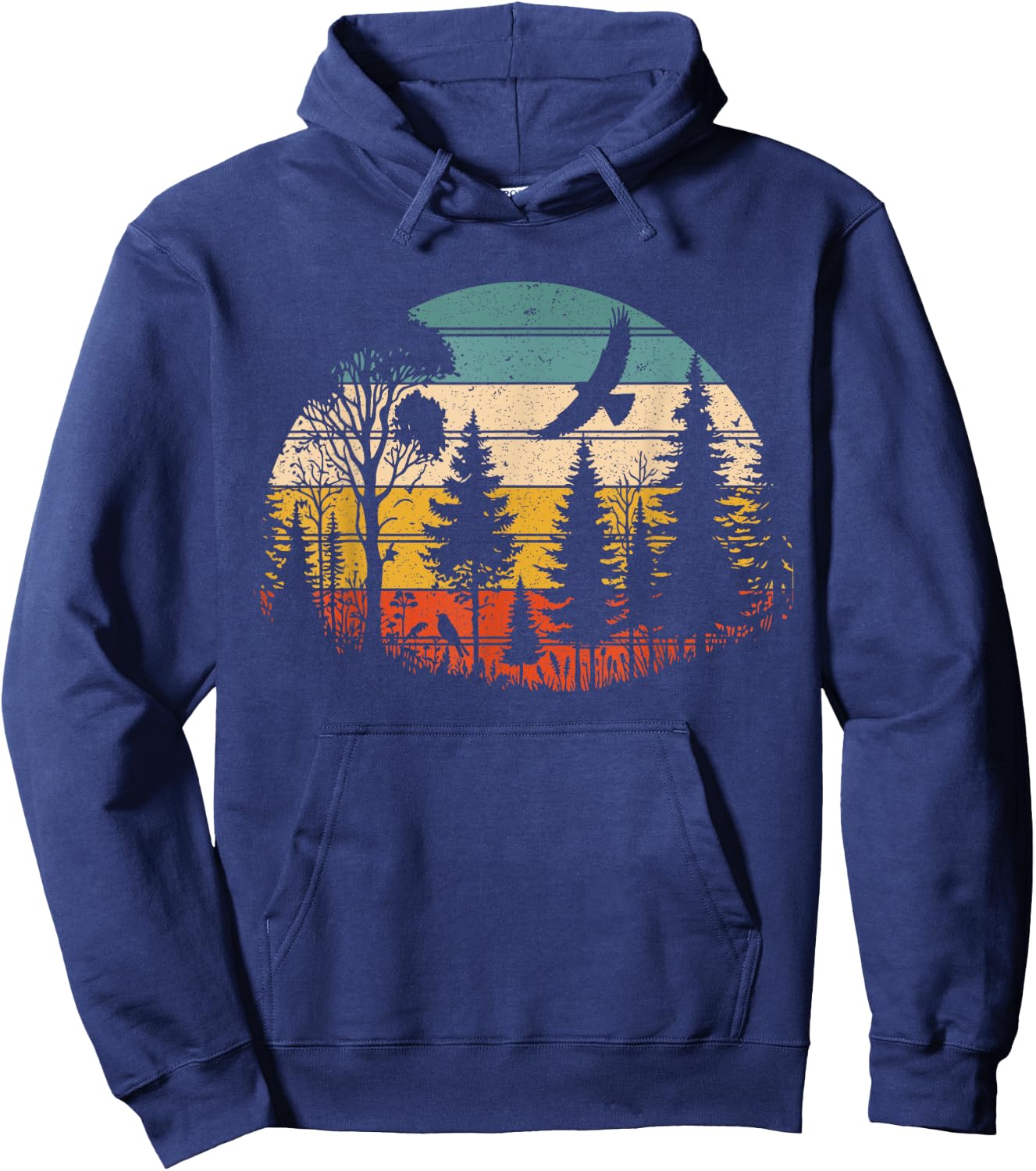 Trees Wildlife Nature Retro Vintage Forest Funny Hoodie - Hoodie | Navy