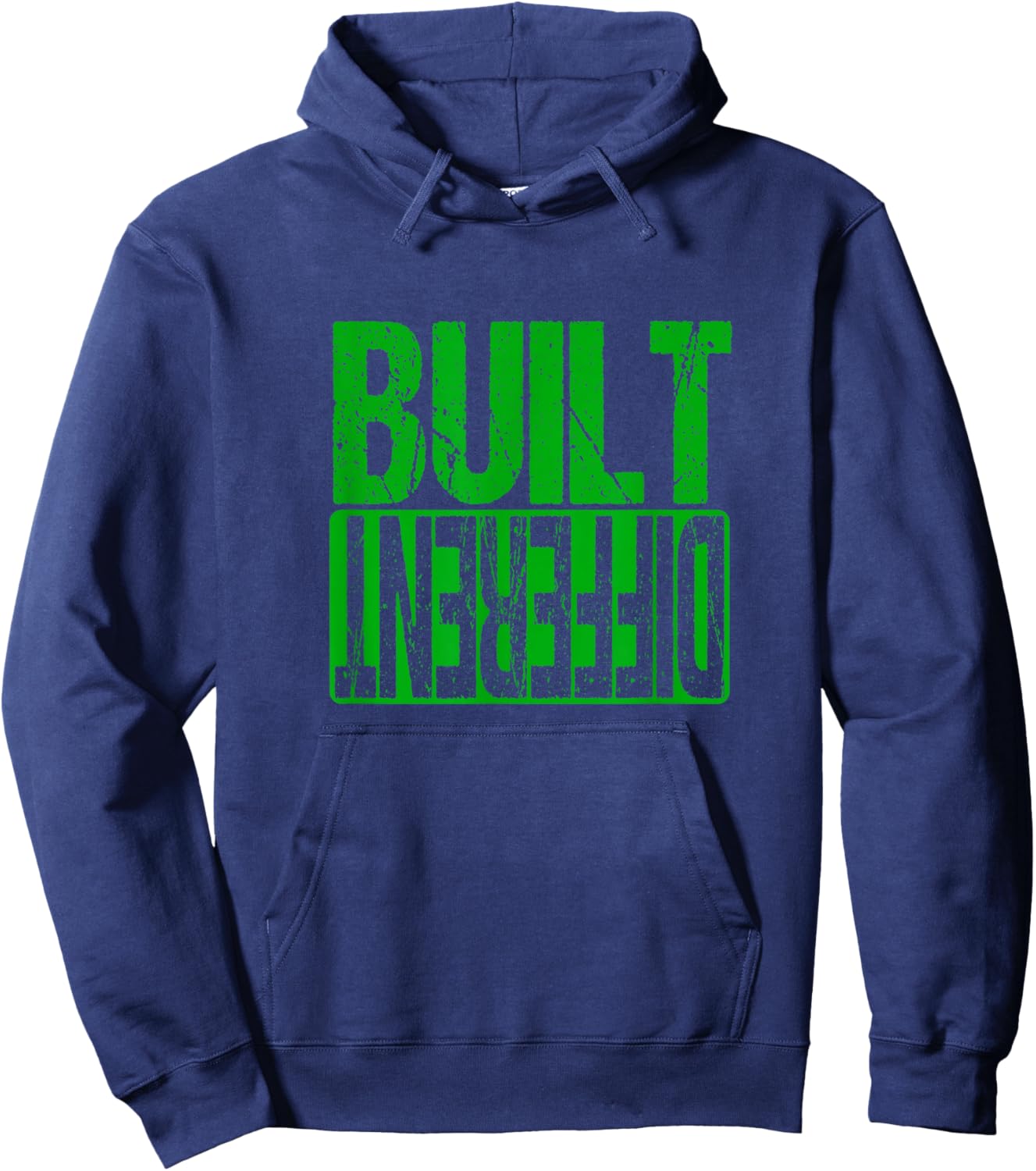 Green Built Different Green Color Graphic Kelly Green Hoodie - Hoodie | Navy