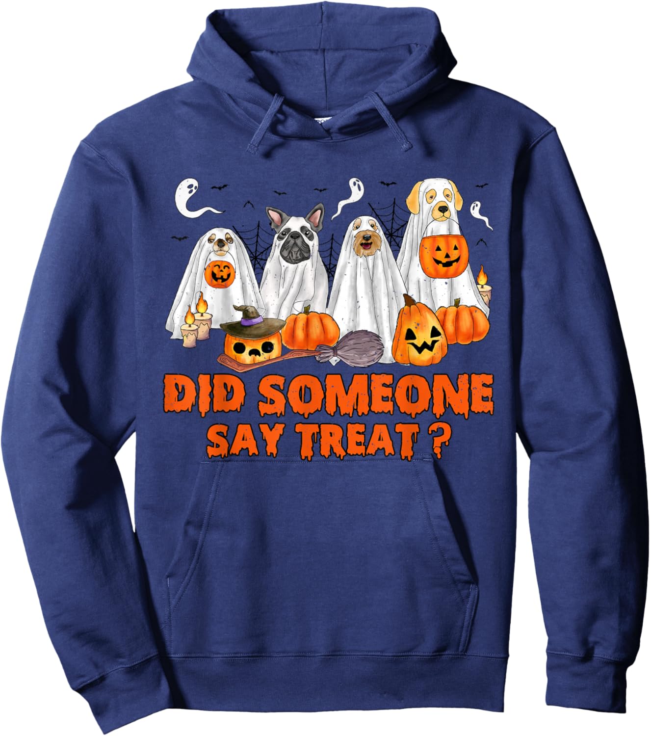 Halloween Ghost Dogs Did Someone Say Treat Ghost Dog Boo Hoodie - Hoodie | Navy