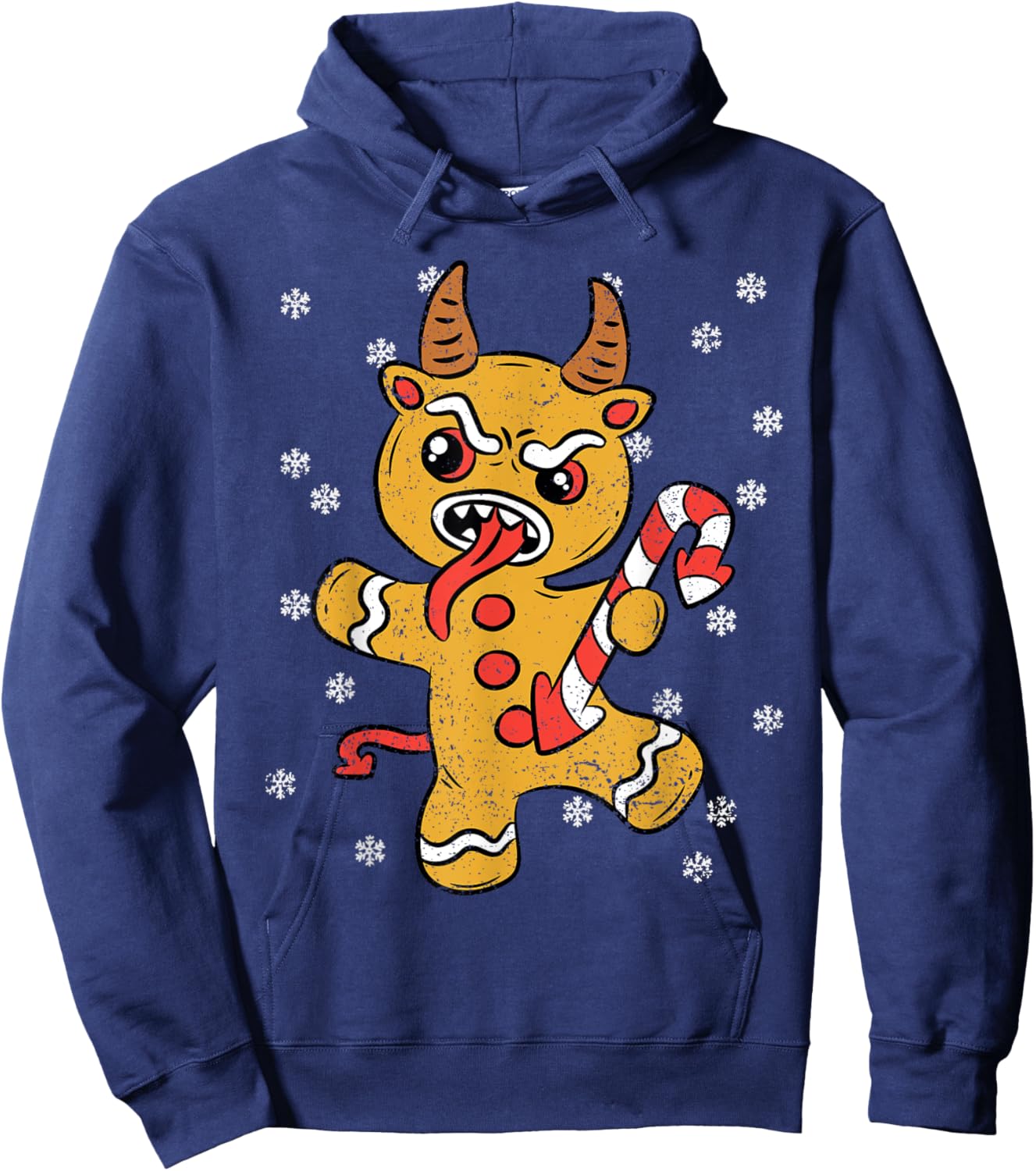 Gingerbread Man Krampus Christmas Pajama X-mas Candy Cane Hoodie - Hoodie | Navy