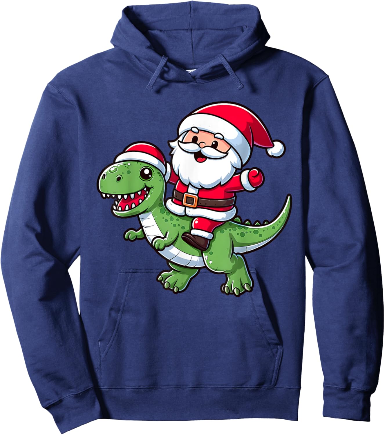 Christmas Pajama Santa Claus Ride T Rex Dinosaur for Toddler Hoodie - Hoodie | Navy