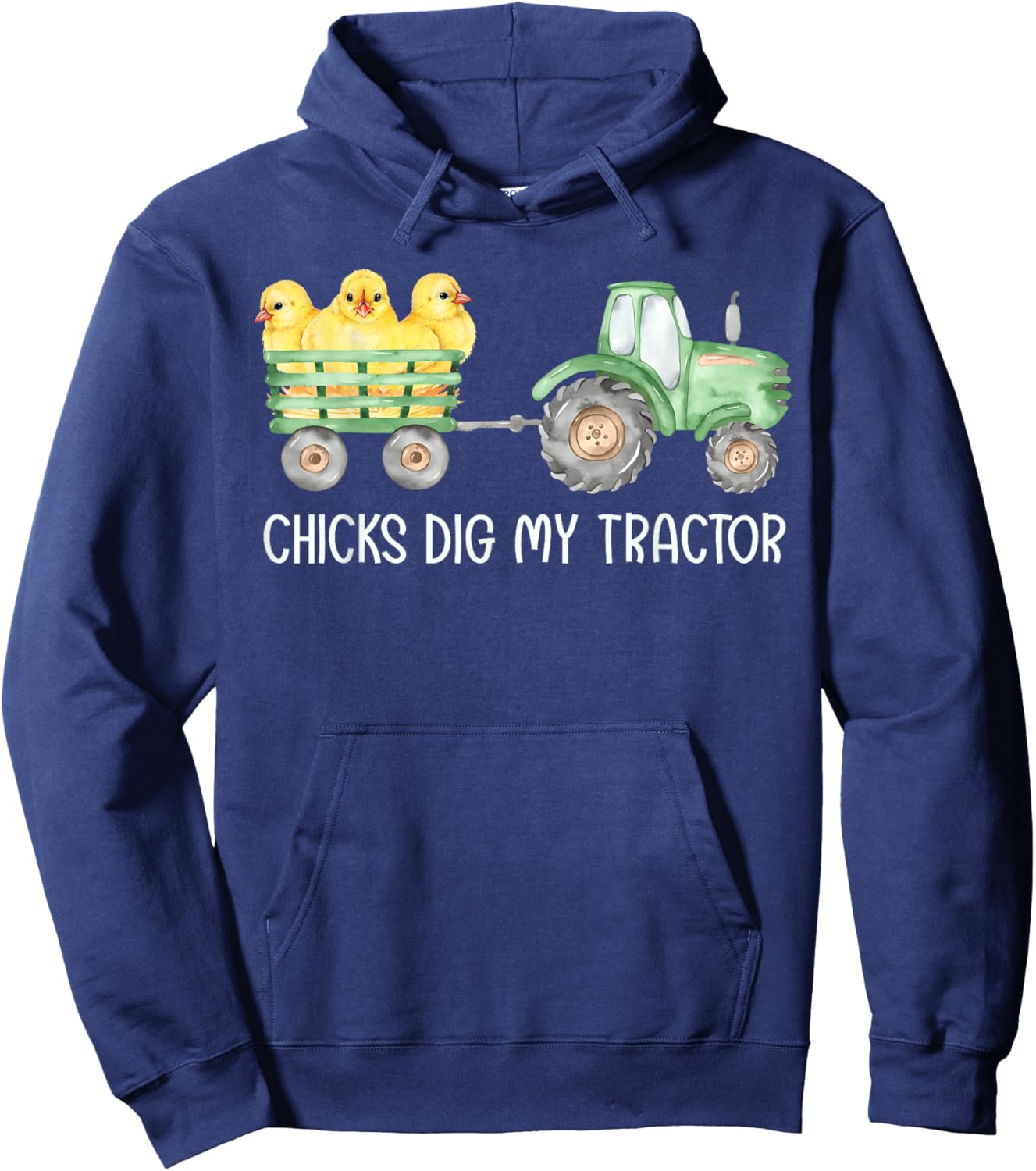 Chicks Dig My Tractor Chicken Easter Day Famer Egg Hunting Hoodie - Hoodie | Navy