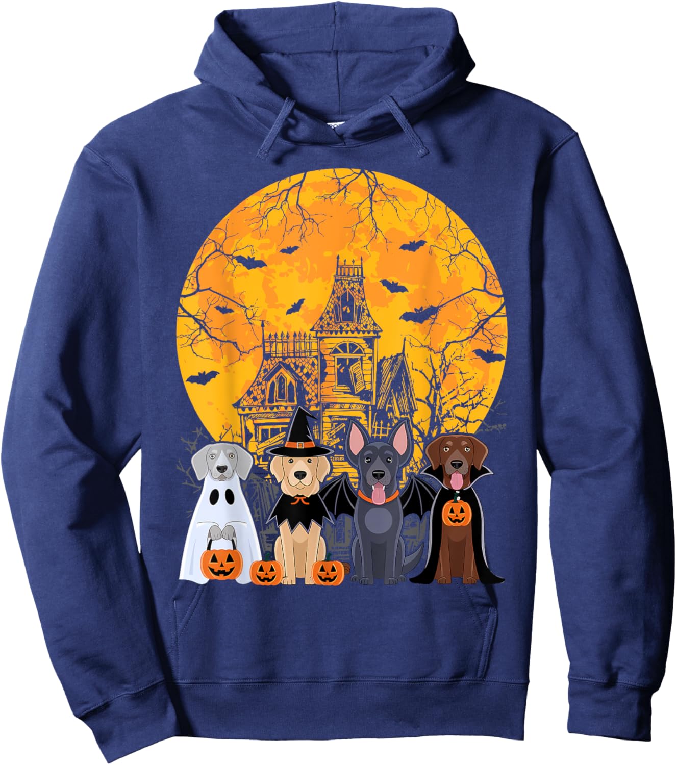 Cute Ghost Dogs Halloween Dog Lover Men Women Kids Costume Hoodie - Hoodie | Navy