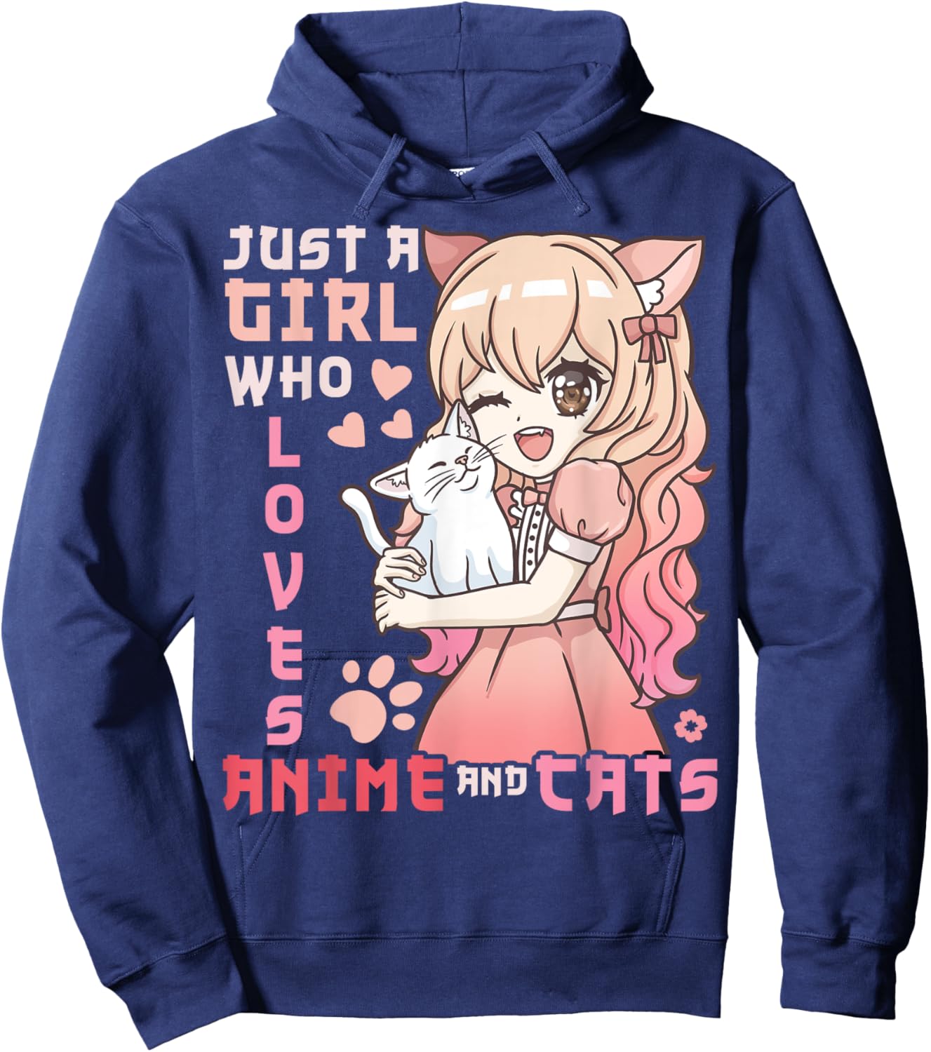 Anime Cats Cat Just a Girl Who Loves Anime and Cats Hoodie - Hoodie | Navy