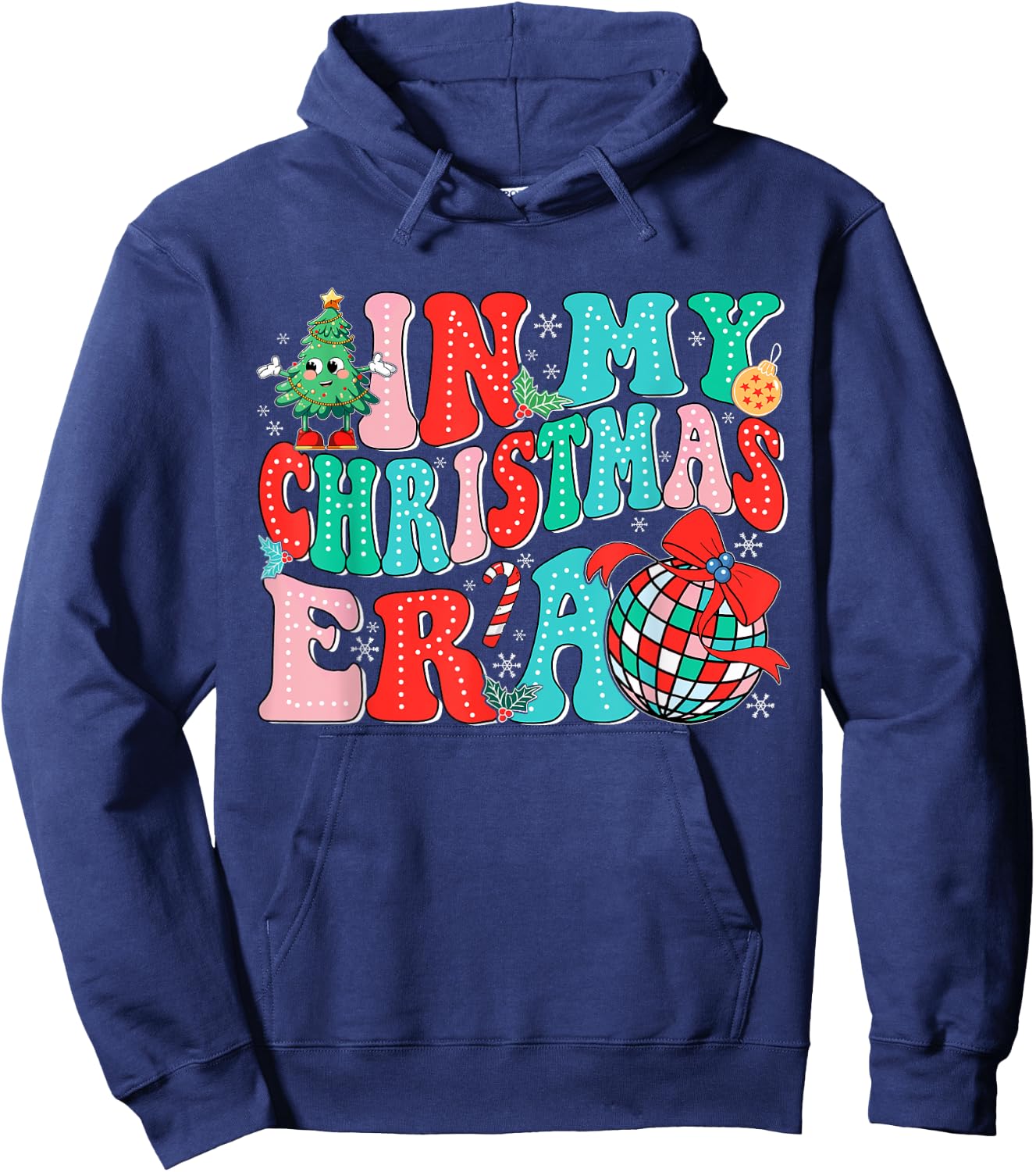In My Christmas Era Retro Groovy Christmas Holiday Xmas Hoodie - Hoodie | Navy