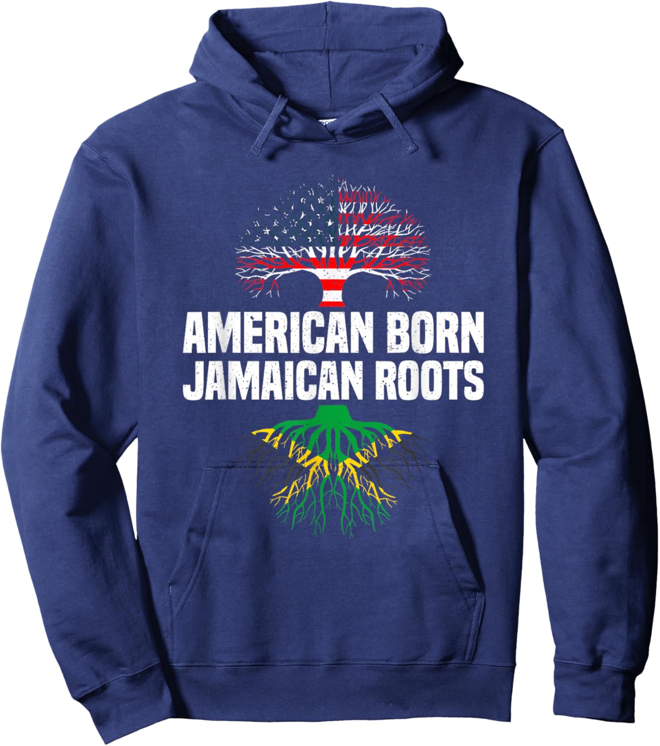 USA Jamaica Flag Proud Heritage American Born Jamaican Roots Hoodie - Hoodie | Navy
