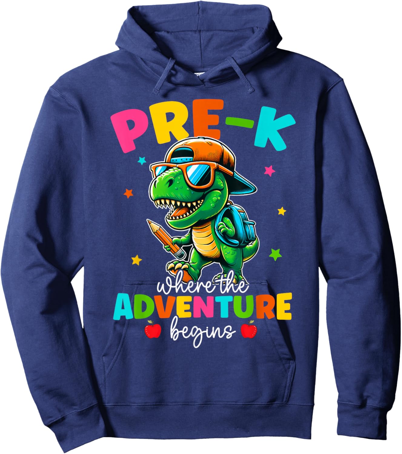 Pre-K Where The Adventure Begins Dinosaur Back To School Hoodie - Hoodie | Navy