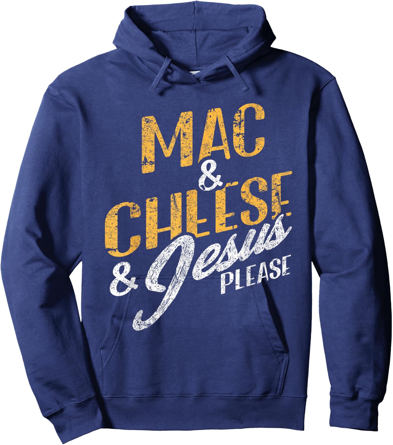 Mac & Cheese Jesus Please Christian Vintage Food Lover Hoodie - Hoodie | Navy