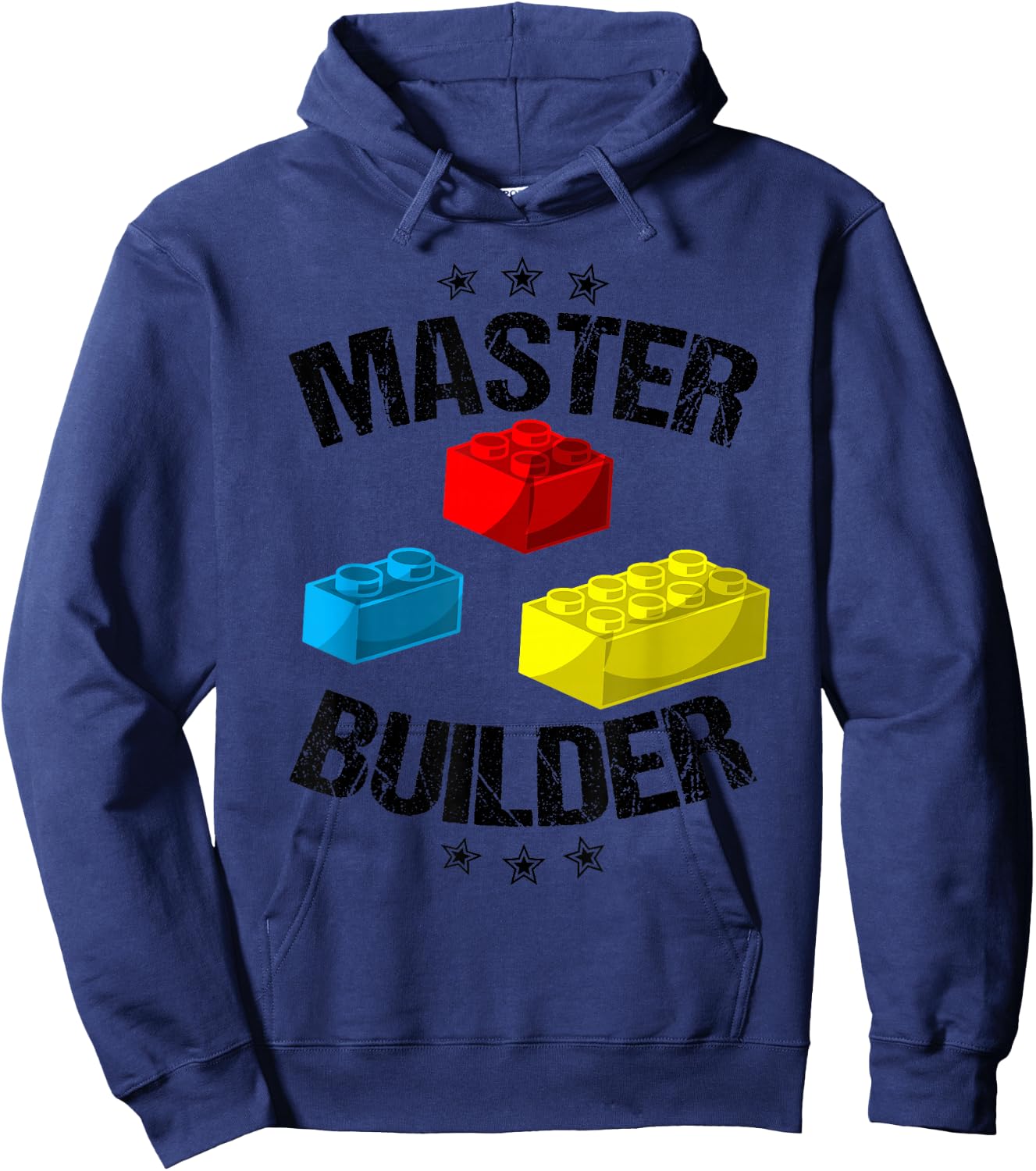Cool Master Builder Funny Building Blocks Gift Men Women Short Sleeve Hoodie - Hoodie | Navy