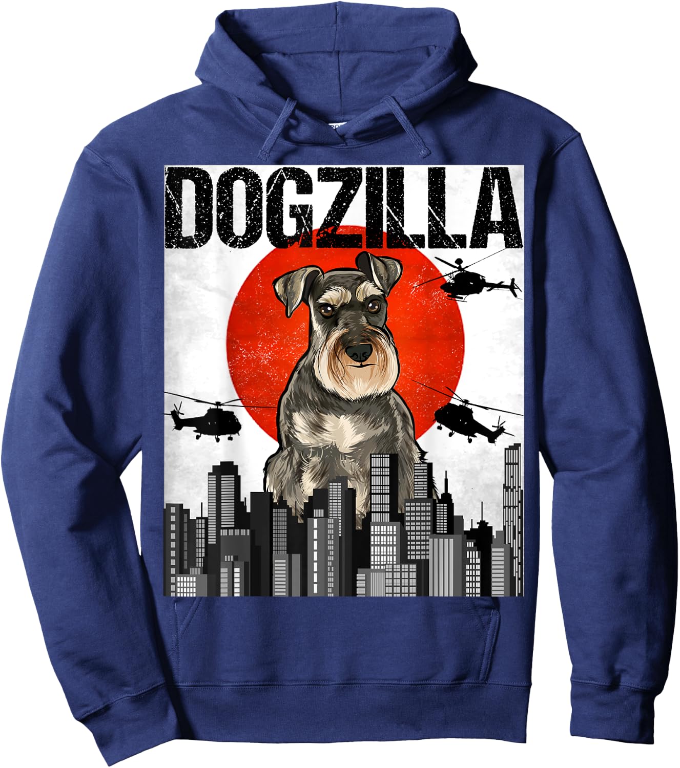 Funny Vintage Japanese Dogzilla Miniature Schnauzer Hoodie - Hoodie | Navy