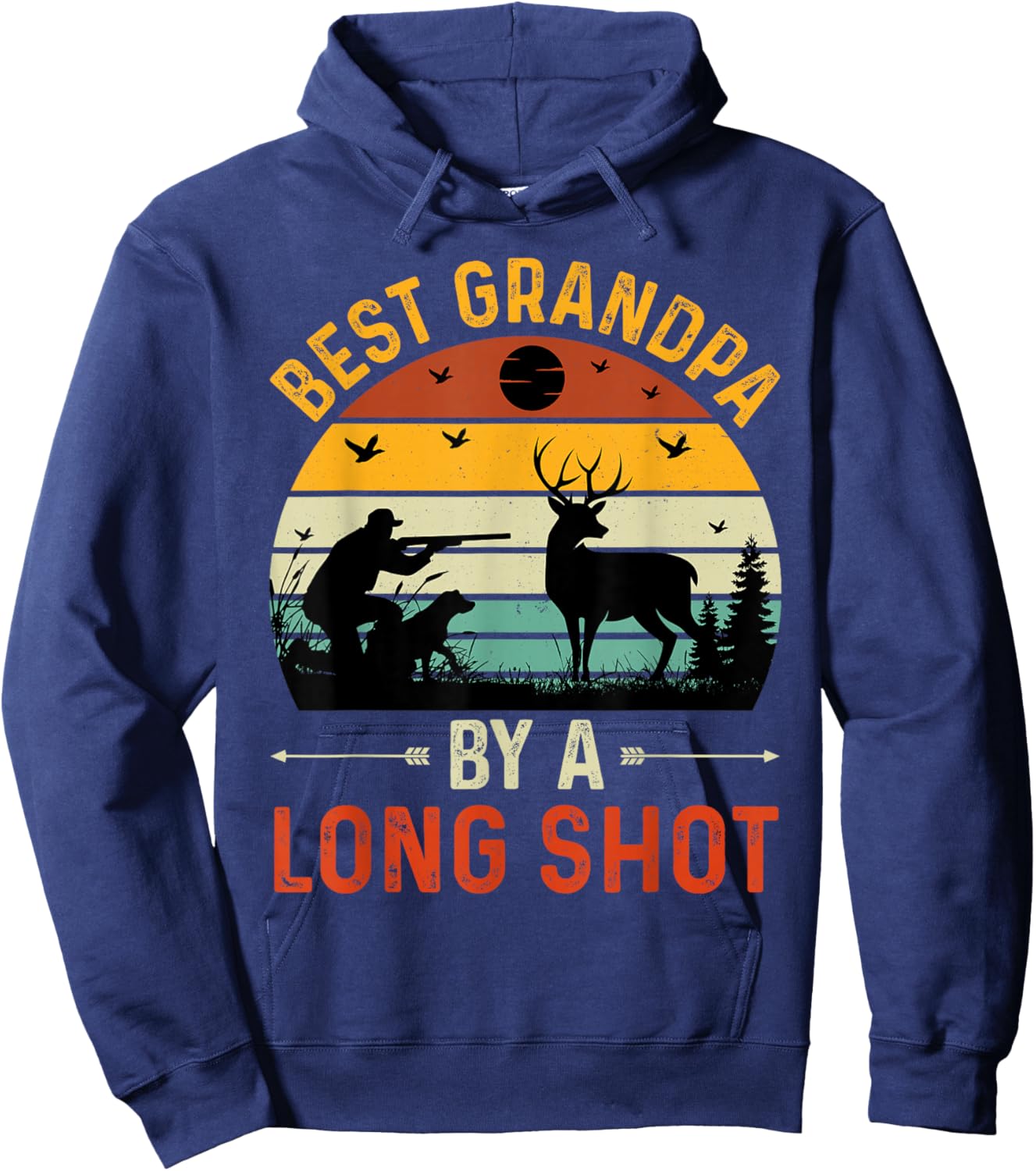 Vintage Best Grandpa By A Long Shot Deer Hunting For Hunter Hoodie - Hoodie | Navy