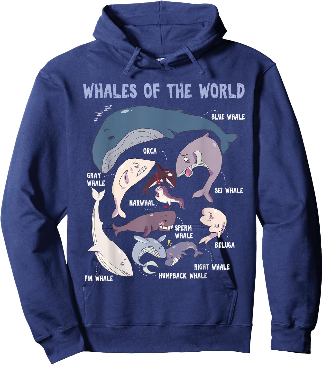 Whales Of The World Educational Ocean Mammals Guide Hoodie - Hoodie | Navy